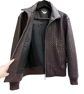 Veste en cuir véritable écologique pour homme, nouvelle arrivée, col en V, streetwear d'hiver, qualité supérieure, cuir de vachette, classique, décontractée, imperméable - Product Image 6