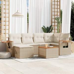 Set Divano da Giardino Beige e Bianco Crema - Product Image 1