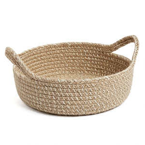 Panier à fruits rond en jute, panier de rangement en jute avec poignées, style moderne naturel, panier à fruits exporté du Bangladesh - Product Image 4