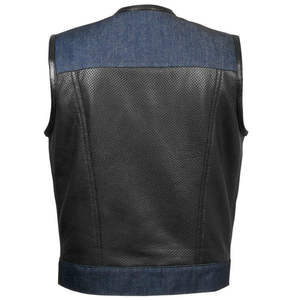 VIBE SEWN <b>Men's</b> Genuine Cowhide <b>Leather</b> Sleeveless <b>Vest</b> Zipper Closure Casual Motorcycle Biker Eco-Friendly Breathable Winter - Product Image 2