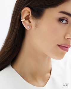 Boucles d'oreilles solitaires à clous en diamant de laboratoire taille émeraude, sertis à griffes, avec fermoir poussoir, en or massif 14k 18k, certifiées IGI, bijoux minimalistes - Product Image 6