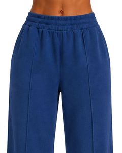 Women <b>Navy</b> <b>Blue</b> <b>Wide</b> <b>Leg</b> Sweatpants High Waist Loose Fit Casual Fleece Jogger Lounge Pants Streetwear <b>Trousers</b> - Product Image 5