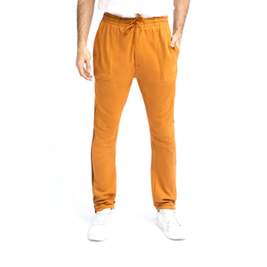2026 Premium Men's Orange Sweatpants Elastic Waist Drawstring Casual <b>Pants</b> Side Pockets Breathable Knitted Cotton Autumn Wear - Product Image 1