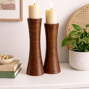 Premium Wooden Candle Stand Handmade Rustic Accent Piece For Restaurant Tables Home Interiors And Festive Display Arrangements - Product Image 1