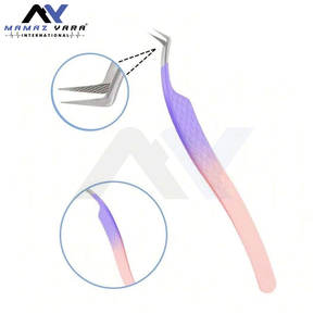 Pinzas de Acero Inoxidable con Puntas de Fibra en Degradado Rosa y Morado, Agarre Fuerte, para Extensiones de Pestañas, Color Morado Personalizable - Product Image 5