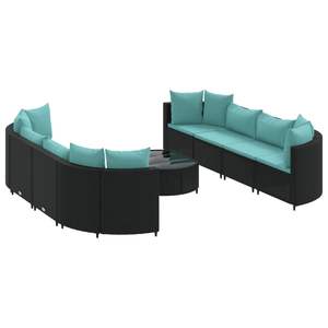 <b>Set</b> of 8 Black and Water Blue Patio <b>Sofa</b> Elegant Garden <b>Sofas</b> - Product Image 2