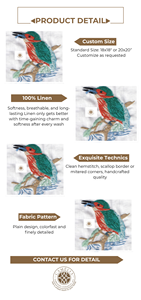 Serviette en lin avec motif de pêcheur royal, les couleurs vives apportent des accents frais et animés. - Product Image 2