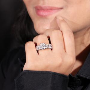 Women Moissanite Diamond Ring Full Stone <b>Band</b> Design in 925 Sterling <b>Silver</b> Bridal Jewelry - Product Image 2