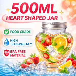 500ml PET <b>Plastic</b> Heart-Shaped Bottle with Aluminum Lid for Milk Tea Juice Coffee Beverage <b>Packaging</b> - Product Image 4