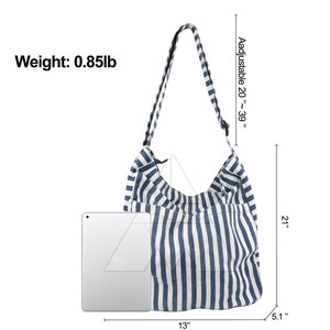Striped Cotton Tote Bag 13x5.1x21 Adjustable Strap 0.85lb <b>Weight</b> Modern Design Friendly Woven Design OEM Supplier - Product Image 6