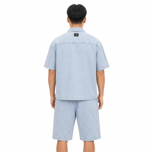 Ensemble short en jean pour homme – Tissu durable, chemise élégante et short assorti, coupe confortable, idéal pour l'été - Product Image 3