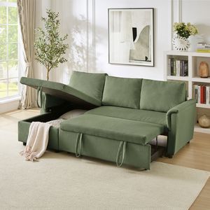 Sofá Modular en Forma de L con Chaise Longue, Tapizado en Corduroy, con Almacenamiento y Función de Cama - Product Image 4