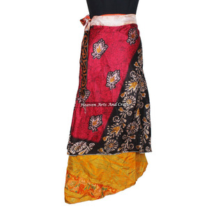 <b>Skirts</b> New Magic <b>Wrap</b> Silk Hand Block Print <b>Wrap</b> <b>Skirts</b> 2 Layer Reversible Magic Silk Saris <b>Wrap</b> Long <b>Skirt</b> Magic - Product Image 2