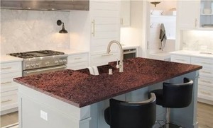 Planche de comptoir de cuisine en granit rouge, aspect marbre brun, plan de travail pour salle de bain et extérieur - Product Image 3