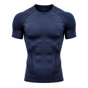 Camiseta de Compresión para Hombre, Manga Corta, Corte Ajustado, Secado Rápido, Cuello Redondo, Deportiva, Tejido de Punto, Color Sólido, Transpirable, Bloques de Color, 180g - Product Image 5