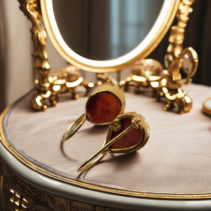 Boucles d'oreilles clous en œil de tigre ovales de style vintage, série marron haut de gamme, automne-hiver, bijoux pour femmes - Product Image 1