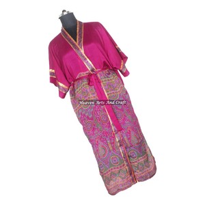 Heaven Arts and Craft KL005 Camisón Kimono Vintage para Mujer, Manga Media, Mezcla de Poliéster y Seda, Secado Rápido, Multicolor - Product Image 1