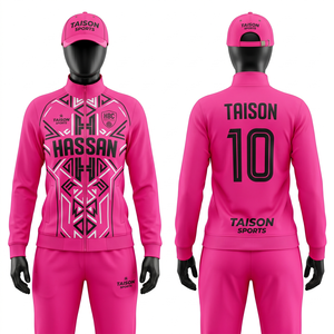 Women Volleyball Tracksuit Premium 280 GSM Polyester Spandex Breathable Pink Geometric Panel Design Sublimation Print Custom <b>Log</b> - Product Image 1