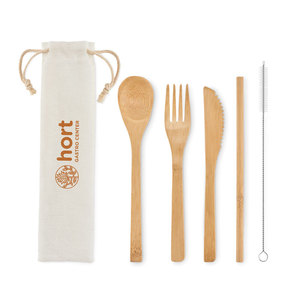 Set personalizzato di posate usa e getta paglia di bambù coperto Set - Product Image 4