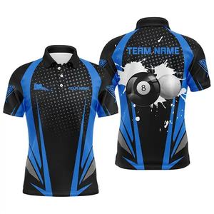 Polo à manches courtes pour homme, imprimé billard noir et blanc, séchage rapide, style sportif, coupe classique, pour le sport - Product Image 4