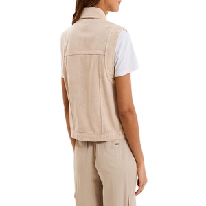 Chaleco sin mangas de mezclilla tejida vintage para mujer, con botones frontales, ecológico, cortavientos, informal, de alta calidad - Product Image 2