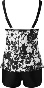 Conjunto de Tankini con Volantes y Estampado Floral para Mujer, Cuello Redondo, Spandex y Poliéster, Dos Piezas, Ropa de Playa Casual, Shorts y Top Elástico - Product Image 6