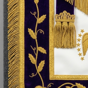 Custom <b>Purple</b> Masonic Apron with Gold Fringe & Embroidered Symbolic Emblem – Vintage Formal Freemason Regalia Accessory - Product Image 5