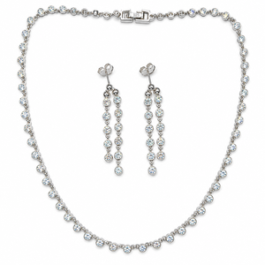 Moissanite Necklace <b>Earring</b> Set 925 Sterling Silver Rhodium Plated Classic Luxury Jewelry Prong Setting for Anniversary - Product Image 3