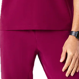 Men <b>Magenta</b> V Neck Short Sleeve Scrub <b>Top</b> Chest Pocket Hospital Medical Nurse Uniform - Product Image 6
