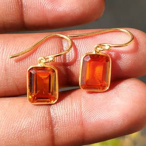 Pendientes de Plata de Ley 925 con Citrino Natural de 8x10mm, Rectangulares, Hechos a Mano, para Mujer, 2026 - Product Image 2