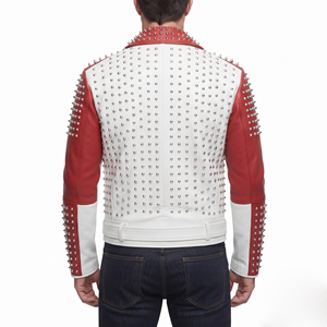 Men Genuine Leather Studded <b>Jacket</b> Men's Front Zip Leather Studded <b>Jackets</b> Mens Leather Studded <b>Biker</b> <b>Jacket</b> With Side Pocket - Product Image 2