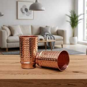 Copper Hammered Metal Tumblers Modern Drinkware for Water <b>beer</b> serving Glass Unique design Home Decor Eco-Friendly Mug - Product Image 2