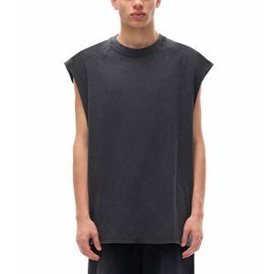 เสื้อยืดโอเวอร์ไซส์ แขนกุด ผ้าคอตตอนเจอร์ซีย์ 180 GSM สไตล์วินเทจ ลุคเม้าส์ลีส รับสกรีนโลโก้ เสื้อผ้าสตรีทแวร์ ผู้ชาย - Product Image 1