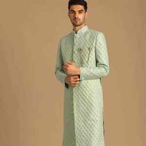 Salwar Kameez de mariage haut de gamme pour homme, style indien pakistanais, robe de marié royale brodée, infroissable, protection solaire - Product Image 6