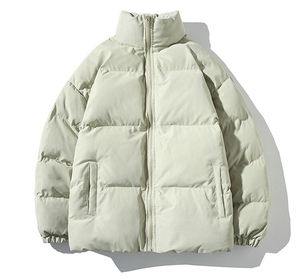 <b>Men's</b> <b>White</b> Puffer Jacket Stand Collar Zipper Closure Windproof Thick Polyester Wadding Casual Winter <b>Coat</b> Regular Length - Product Image 3