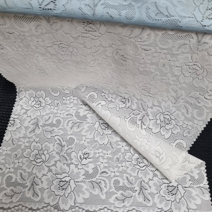 Tissu en dentelle extensible florale 36 cm en nylon et élasthanne, maille respirante et douce, couleur personnalisable, poids moyen, pour lingerie de mariage et vêtements de nuit - Product Image 1