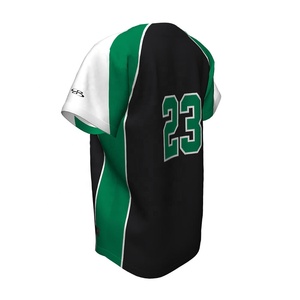 Maillot de baseball pour hommes, noir, vert, blanc, manches courtes, en polyester anti-humidité, vêtements d'équipe, impression sur le devant 23 - Product Image 4