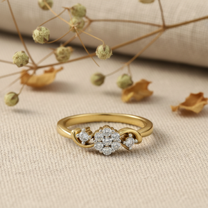 Anillo de Oro de 10k Hecho a Mano, Diseño Personalizado, Anillo de Compromiso con Diamantes Cultivados en Laboratorio VVS1 con Diseño Floral para Mujer - Product Image 6