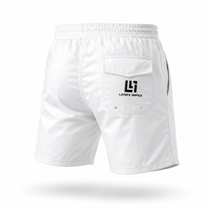 Shorts de Baño Blancos Personalizados para Hombre, de Secado Rápido, con Cintura Elástica y Cordón Ajustable |   Pantalones Cortos de Playa Ligeros con Bolsillos OEM ODM - Product Image 3