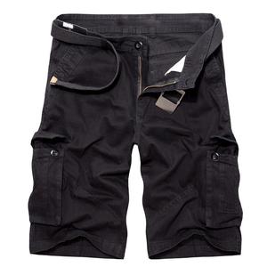 Men's 100% Cotton Eco-Friendly High Quality <b>Cargo</b> Shorts Elastic Waist Solid Color Durable Quick Dry High Street Style - Product Image 3