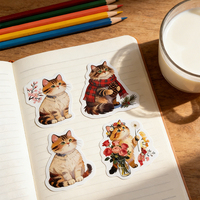 Autocollant personnalisé mignon de dessin animé, autocollant irrégulier, pack d'autocollants chat mignon, série narrative, matériel de journal DIY, autocollant adhésif décoratif