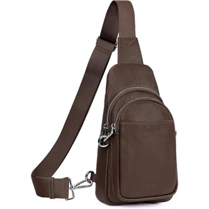 Mochila tipo bandolera con apariencia de cuero negro, bolso cruzado con múltiples bolsillos, bolsa de hombro para viajes al aire libre, uso diario - Product Image 6