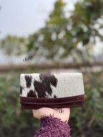 Dompet Kulit Sapi Gaya Barat, Tas Selempang, Tempat Ponsel, Dompet Kulit Berbulu Cokelat, Dompet Kulit Bergaya, Hadiah untuk Wanita