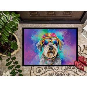 Schnauzer Hippie Dawg Doormat Non Slip Washable Low Pile 24H X 36W Indoor <b>Outdoor</b> Front <b>Door</b> <b>Mat</b> for Entryway - Product Image 3