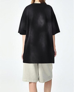 T-shirts en coton épais personnalisés pour hommes, style streetwear, effet délavé soleil, respirants, col rond, vente en gros - Product Image 4