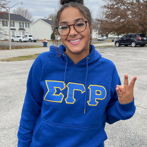 Royal Blue Pullover Hoodie Unisex Gold Letter Embroidered <b>Long</b> Sleeve Hooded <b>Sweatshirt</b> Kangaroo Pocket Casual Streetwear Fleece - Product Image 2