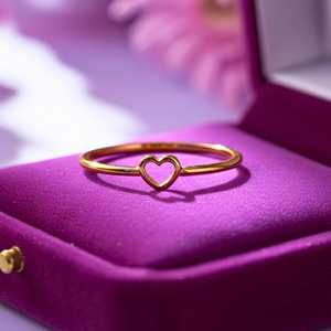 Hallmark Silver 18K Gold Plated Minimal Heart <b>Ring</b> with Zircon - Product Image 1