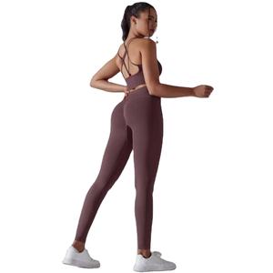 2024 nouveau ensemble de Yoga sans couture pour femmes 2 pièces soutien-gorge et Leggings taille élastique costume d'entraînement pour l'entraînement vêtements de sport - Product Image 4
