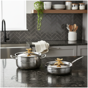 Mirror Polish Hammered Stainless Steel Stockpot Skillet Eco-Friendly Gas Induction Ready Casserole Pots Gold-Finish Butterfly - Product Image 1