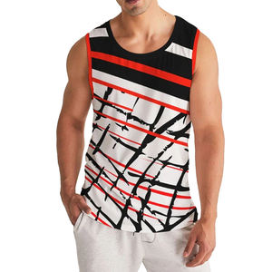 Men's Striped Sleeveless Tank Top O-Neck Quick Dry Printed Casual Sport Wear - Product Image 1